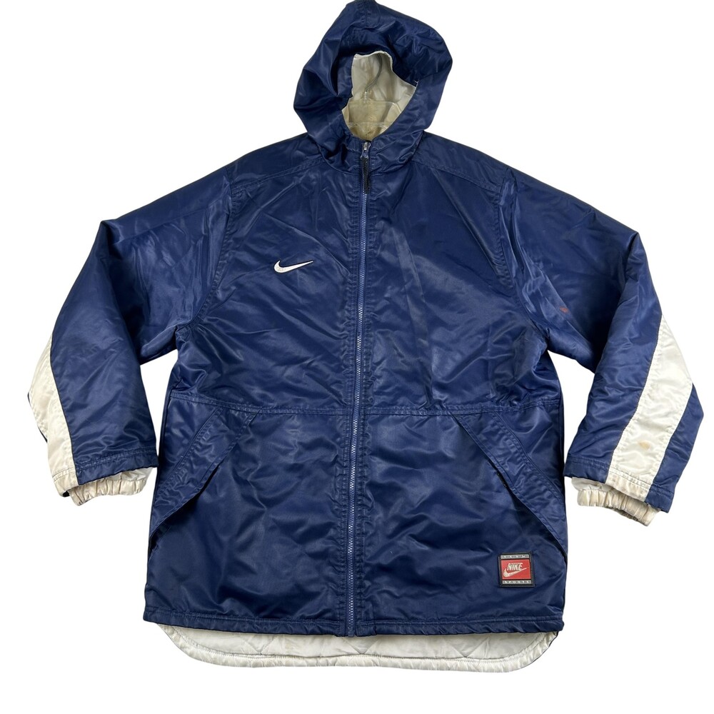 Vintage Nike Jacket Boys XL 18-20 Blue Hooded Insulated Parka Colorblock 90s